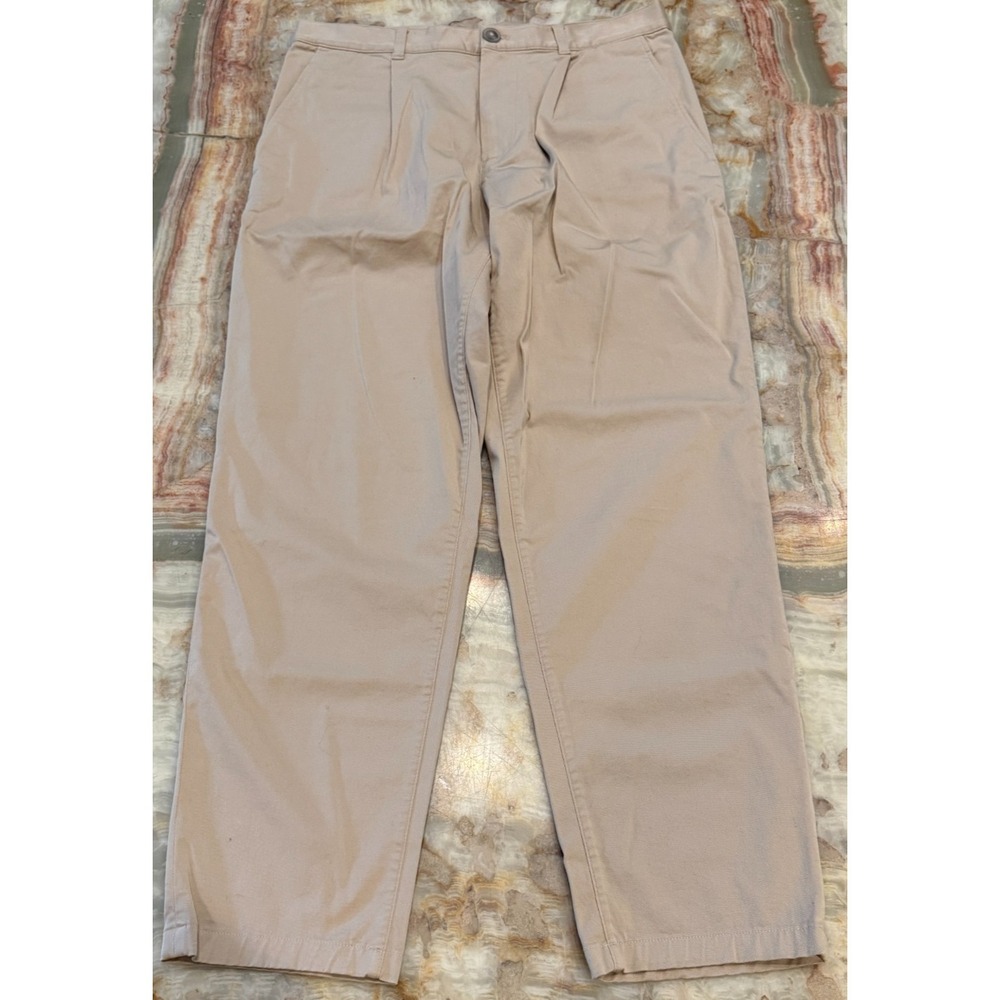 COS Mens Pleated Front Chino Pants Classic‎ Khaki Beige Tapered Leg Size 32R